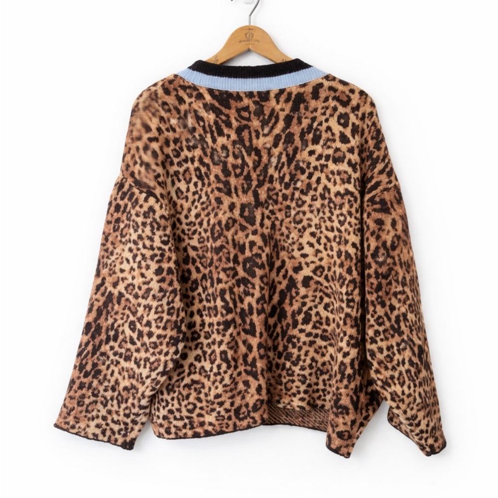 NWT KBB by KAHLANA Women's 'The Slouchy Cardigan' in Tan Leopard Size Large - Picture 9 of 11